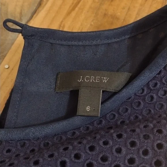 J Crew Navy Eyelet Sleeveless Dress Size 6 - Picture 8 of 10